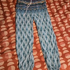 Blue Green Printed Harem Pants